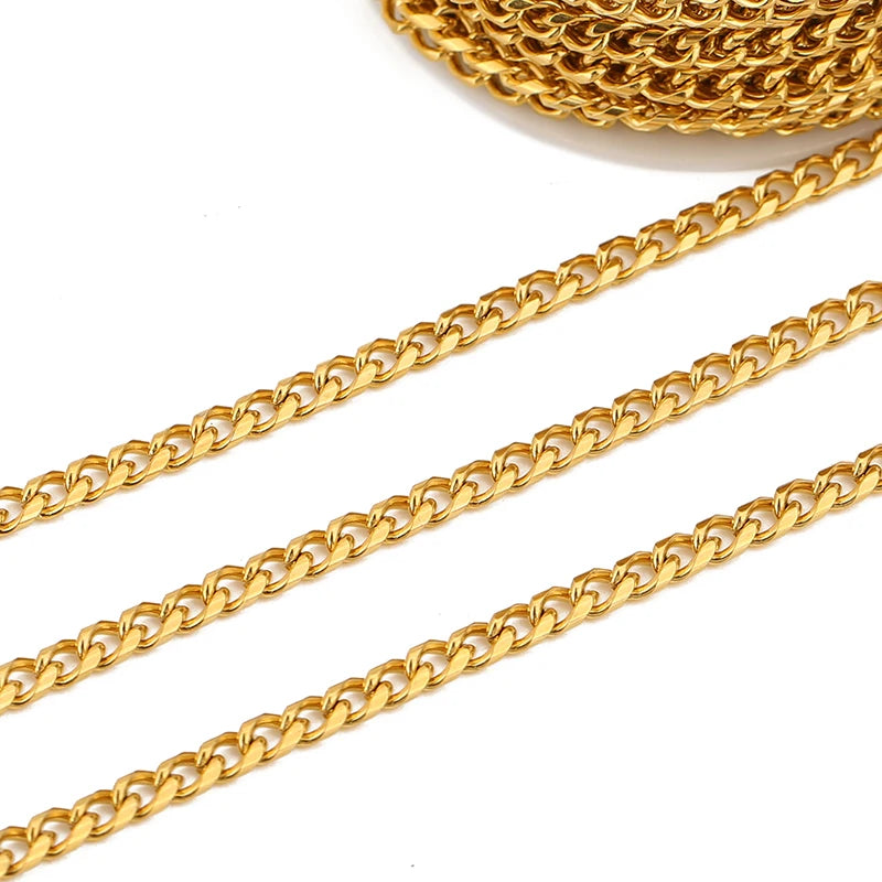 1M Heavy Chunky Hip Hop Chain Stainless Steel Frosted Oval Link Chains for DIY Men Jewelry Making Punk Necklace Bracelet Chain - AMULET RING STORE