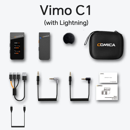 COMICA Vimo C 2.4G Mini Wireless Lapel Microphone with Charging Case, for Smartphone Camera Podcast Interview YouTube Facebook