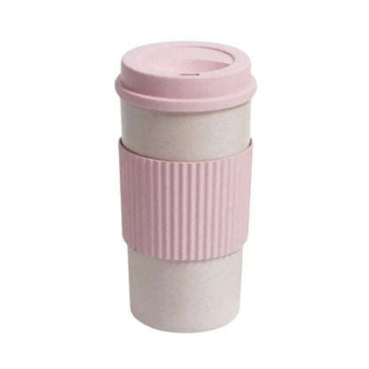 350/450/550ml Wheat Straw Coffee Cup Portable High Temperature Resistant Water Cup With Lid Reusable Eco-Friendly Travel Mug - AMULET RING STORE