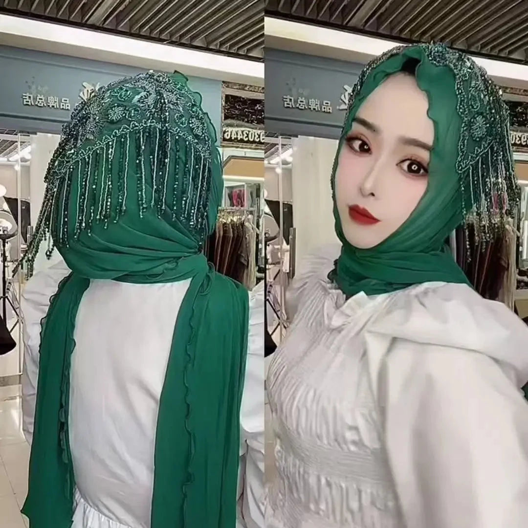Hijab Muslim Women Shawl Headscarf Free Shipping Luxury Tassels Scarf Malaysia Prayer Kufi Islam Saudi Arabia Lace Turban 05406 - AMULET RING STORE