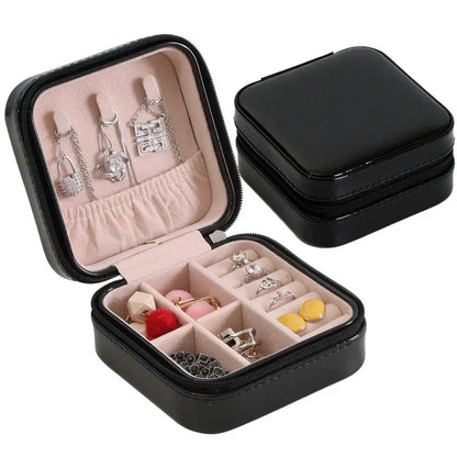 Portable Jewelry Box Jewelry Organizer Display Travel Jewelry Case Boxes Button Leather Storage Zipper Jewelers Joyero - AMULET RING STORE
