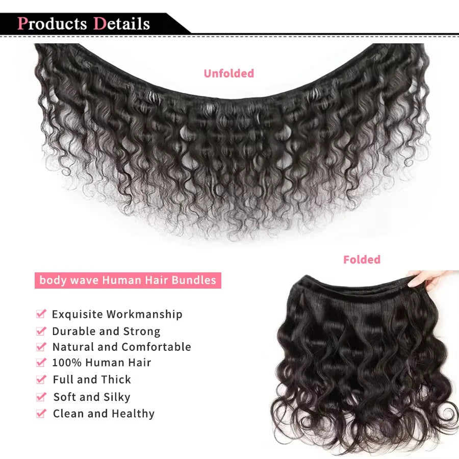 16A 100% Human Hair Bundles Body Wave Bundles Human Hair 30 Inch Body Wave Hair Weave 2/3/4 Pc Natural Raw Human Hair Extensions