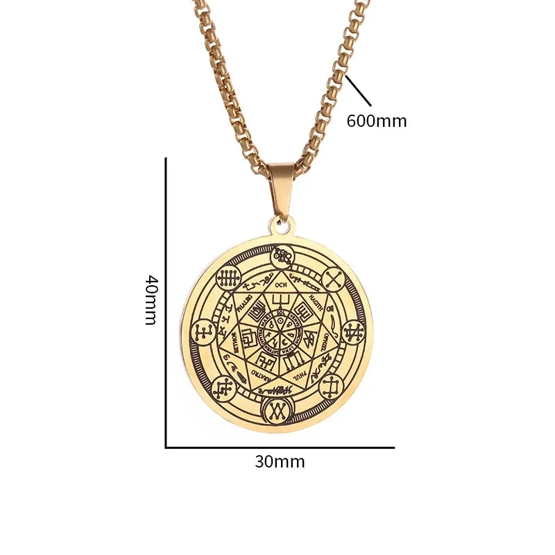 Seven Archangels Seal Necklace Pendant Solomon's Four-Word Seal Amulet Necklace