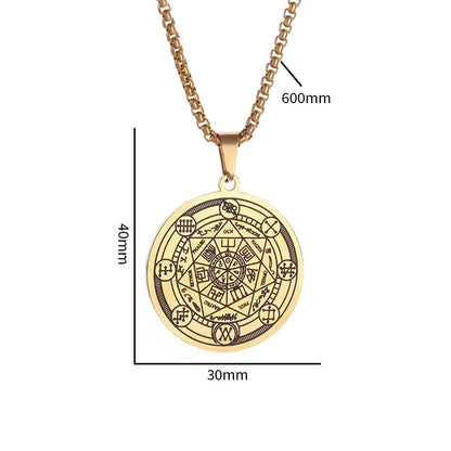 Seven Archangels Seal Necklace Pendant Solomon's Four-Word Seal Amulet Necklace