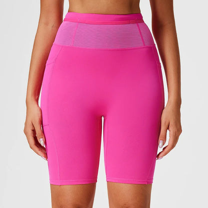 Marathon Compression Shorts with Waistband Pocket Men Women Quick Dry Nylon Workout Tights for Cycling Running Training