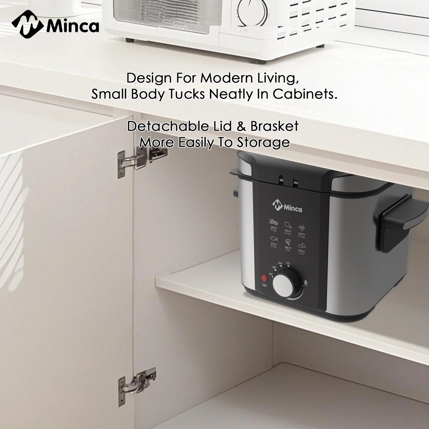 Minca 1.5L Electric Deep Fryer with Viewing Window, Adjustable Temp, Removable Basket, Stainless Steel Body & Cool-Touch Handle - AMULET RING STORE