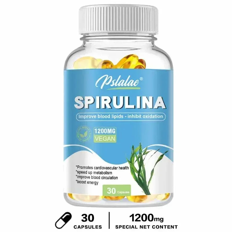Organic Spirulina Capsules - Helps Detoxify, Supports Immune System Health, Antioxidant, Boosts Energy