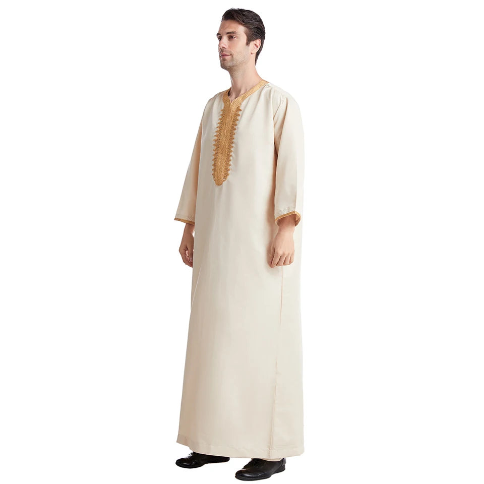 Jubba Thobe For Man Islamic Muslim Clothing Fashion Moroccan Saudi Arabic Dubai Oman Adult Long Sleeve Plus Size Casual Kaftan