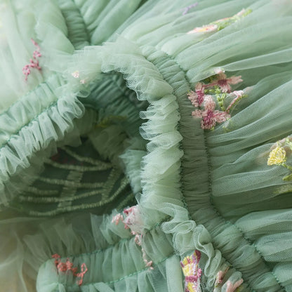 Delicate Party Prom Evening Dress Colorful Flower Embroidery Dresses Fashion Butterfly Princess Dress Birthday Princess Clothes