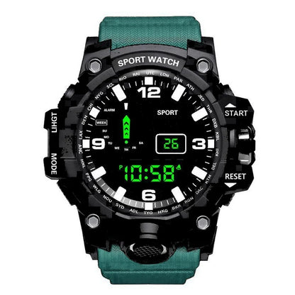 Fashion Men's Watch Sports Electronic Wristwatch Large dial Multifunctional Waterproof Luminous Alarm Kids Male's Military Watch - AMULET RING STORE