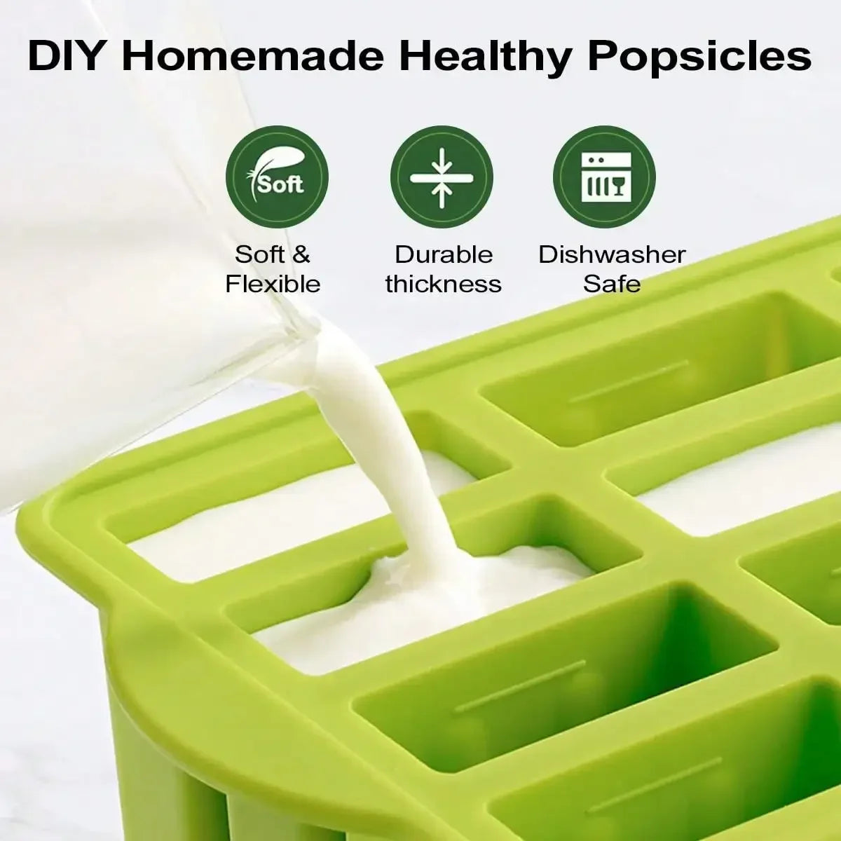 Popsicles Mold Reusable Easy-Release Silicone Homemade Maker Ice Pop Mold Trays with 50 Popsicle Sticks Summer Gifts - AMULET RING STORE