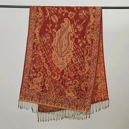 Luxury Pashimina Embroidery Muslim Hijab for Women Winter scarf Pareo Cape Warm Chunky Heaqdscarf Blue Lady Elegant Poncho - AMULET RING STORE