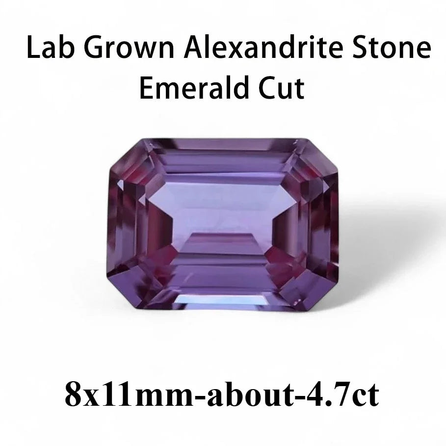 Emerald Cut Lab Grown Alexandrite AGL Certificate Loose Gemstone For Earrings Ring Jewelry Diy Making