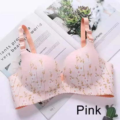 Women Flower Print Seamless Bra Sexy Lingerie Floral Push Up Bras One-Piece Underwear - AMULET RING STORE