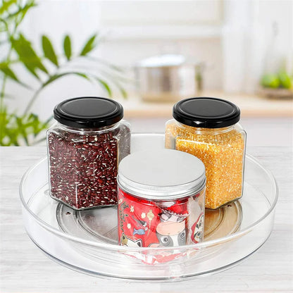 360 Rotation Cabinet Turntable Organizer Storage Spice Rack Drink Cosmetic Storage Rack PET Kitchen Turntable Bathroom Tray - AMULET RING STORE