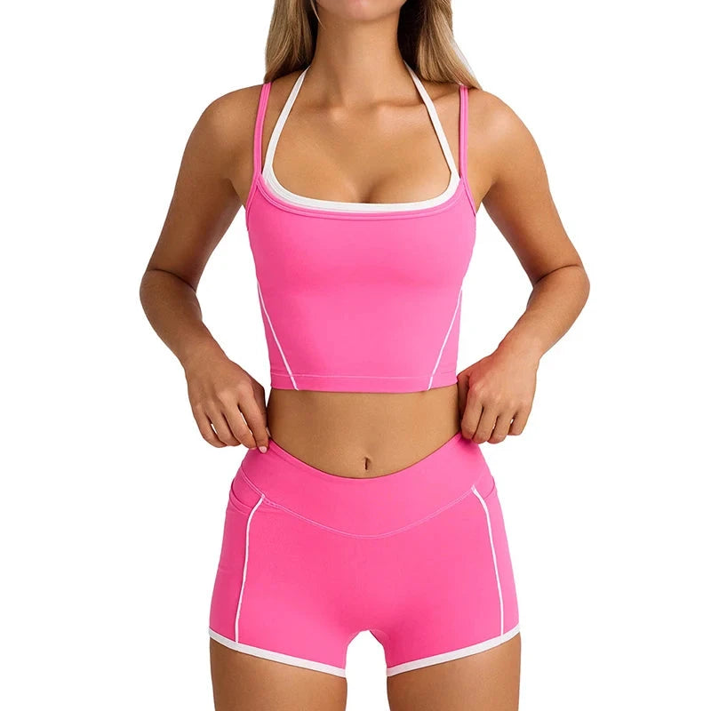 ‌Women's Tracksuits High Waist Yoga Shorts - Butt Lifting Gym Fitness Elastic Tight Naked Workout Shorts Yoga Set Sportswear