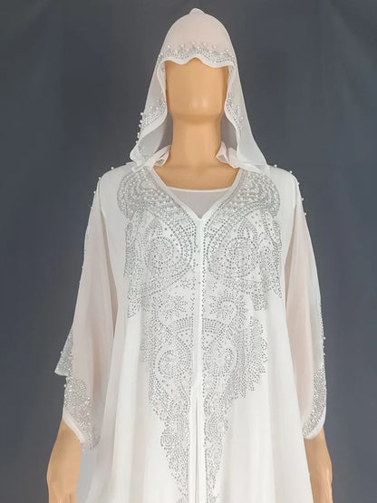 2025 Traditional Hooded Abaya African Dresses for Women Luxury Boubou Dress Africa Clothing Plus Size Dashiki Ankara Outfit Robe