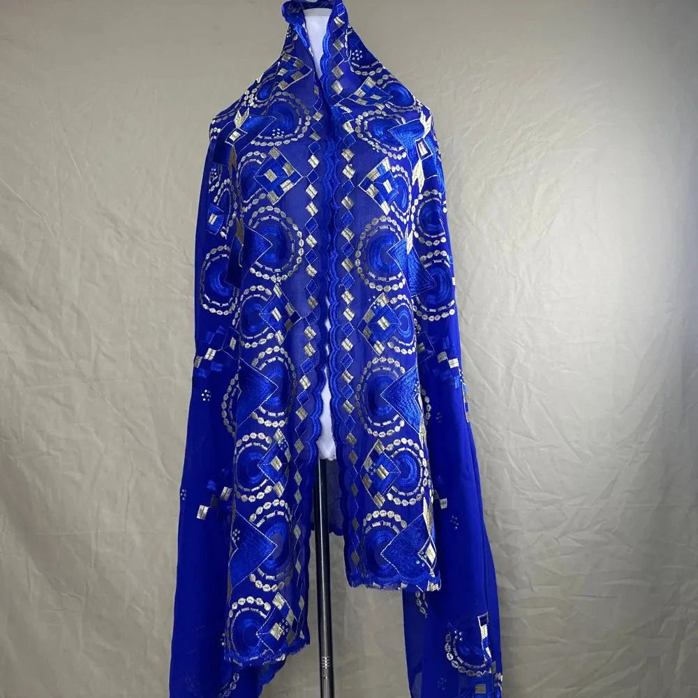 Sale 2025 New Dubai Islam Embroidered Shawl Soft Wool Jersey Hijab for Muslim Women Long Style New African Net for Spring Summer - AMULET RING STORE