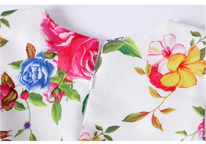 Summer Girls Rose Print Dress Princess Wedding Birthday Party Frocks Satin Children Vestidos Dresses For Girl Christmas Clothing