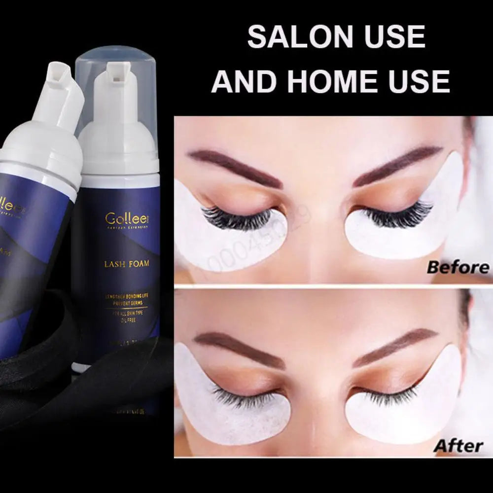 Gollee Clean Eyelash Glue Lash Foam Kit Eyelash Cleaning Foam 50ml/100ml Brush Shampoo Eyelash Extension Cleaning Gentle Makeup - AMULET RING STORE