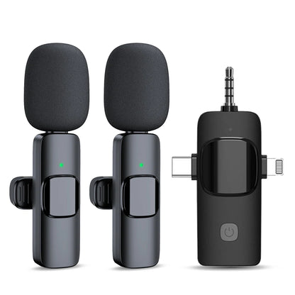 Basix 2.4G Wireless Lavalier Microphone 3in1 For iPhone Huawei Xiaomi Samsung Audio Video Recording Mic Live Broadcast Gaming