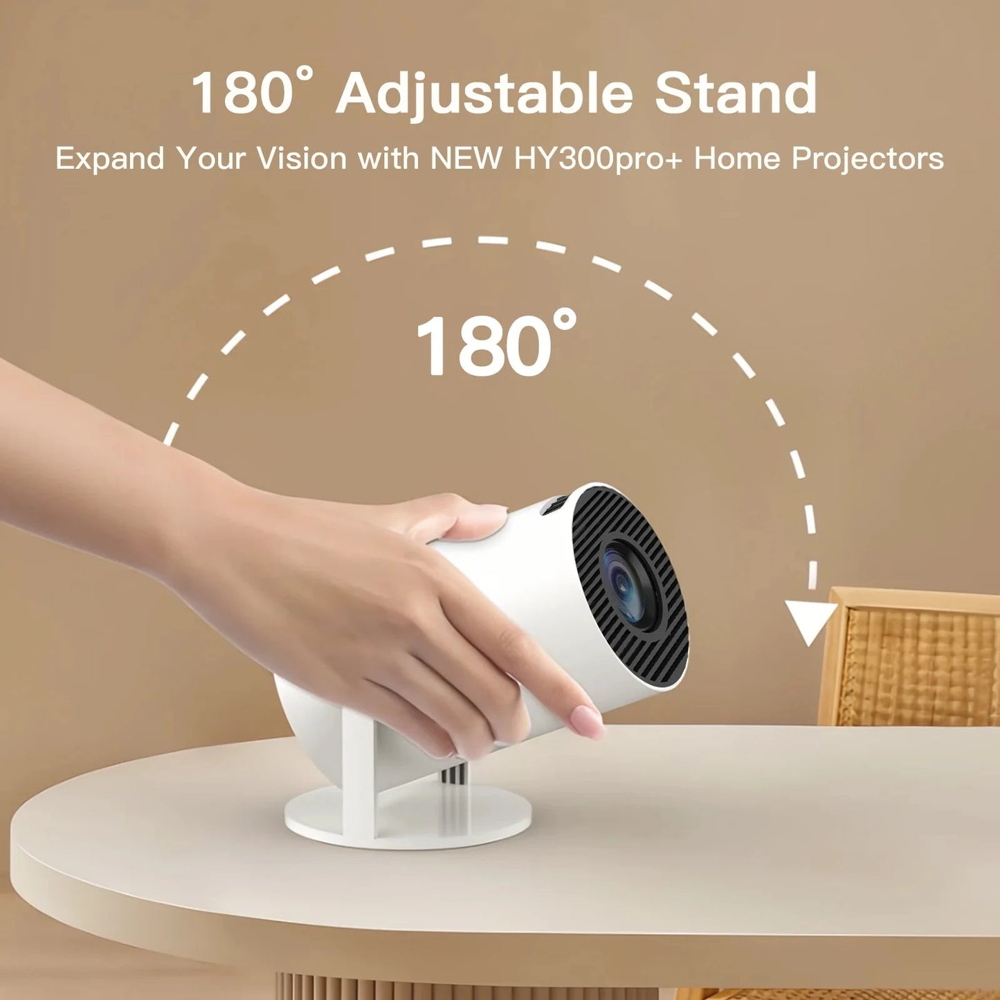 Smart Projector with Wifi and BluetoothPortable 720P 4K Support, Auto Keystone, AirMouse Remote, 180 Degree Rotation