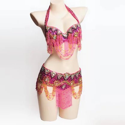 Special Customizable Hand Beaded Oriental Belly Dance Costumes Bra or Belt Separately XL Size 20-30 days