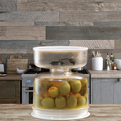Sealed Jar for Pickle Home Wet and Dry Separation Pickle Jar with Flip Container and Strainer Hourglass Design Olives Container - AMULET RING STORE