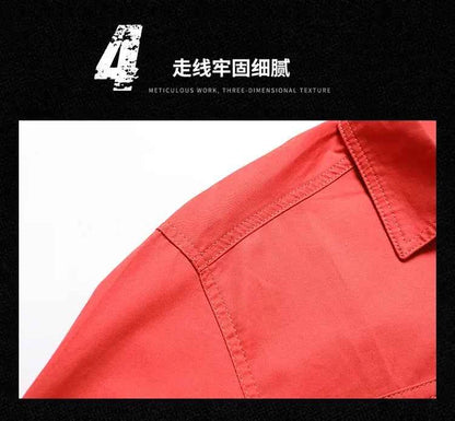 Retro Cargo style Men's Long Sleeve Shirt With Pocket Design, Men'sCasual Button Up Shirt For Spring Fall Qutdoo