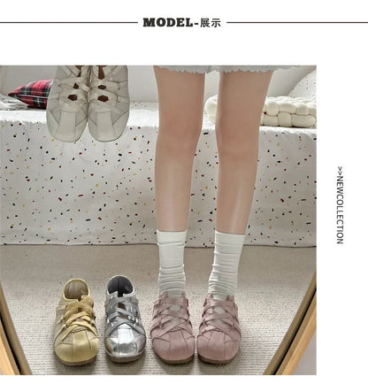 Leisure Sports Flat Shoes Women 2025 New Spring Retro All-matching Yellow Soft Soleplate Shoes - AMULET RING STORE