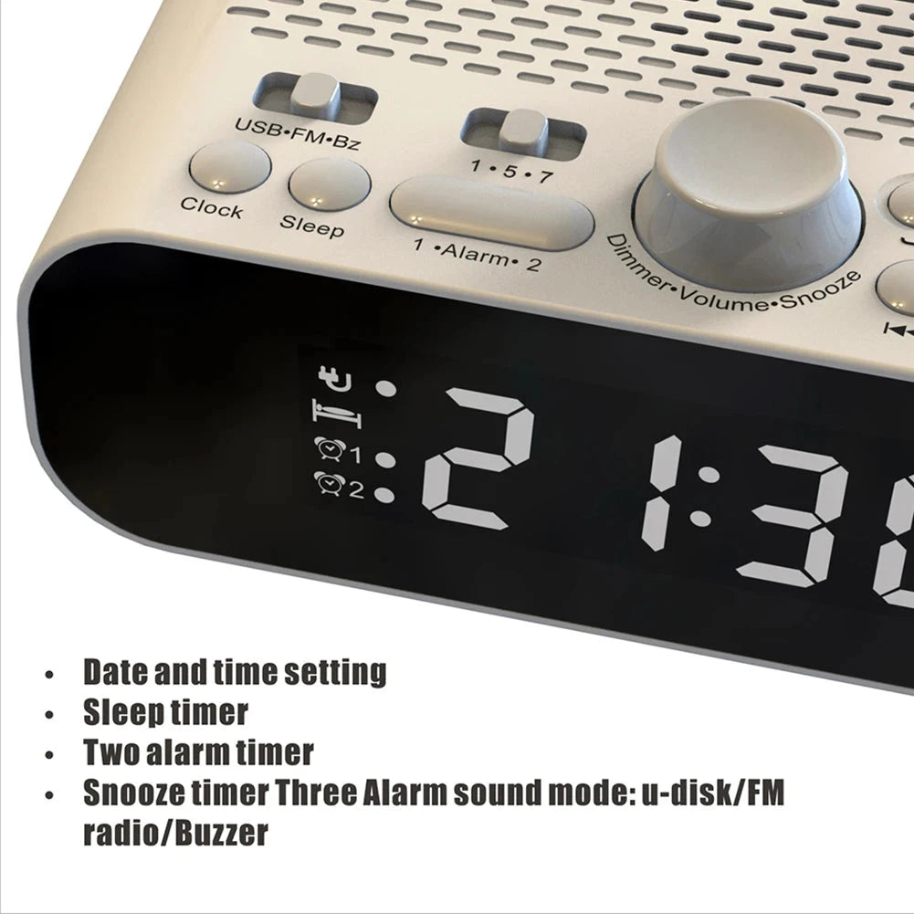 Digital Alarm Clock Radio LED Display Digital Radio Rechargeable Clock Radio with Auto-Off Timer