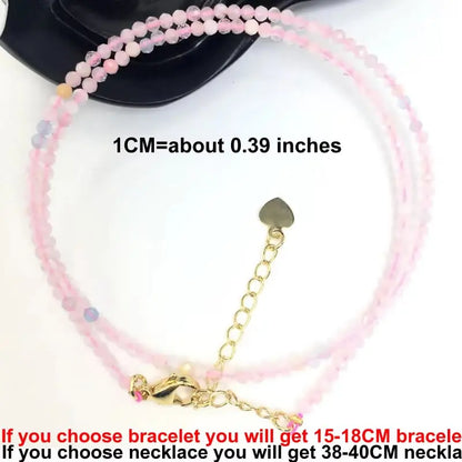 Fashion 2-3mm Faceted stone beads Necklace bracelet Pink Quartz Crystal zircon amethyst Choker Men Female Jewelry Party Gift - AMULET RING STORE