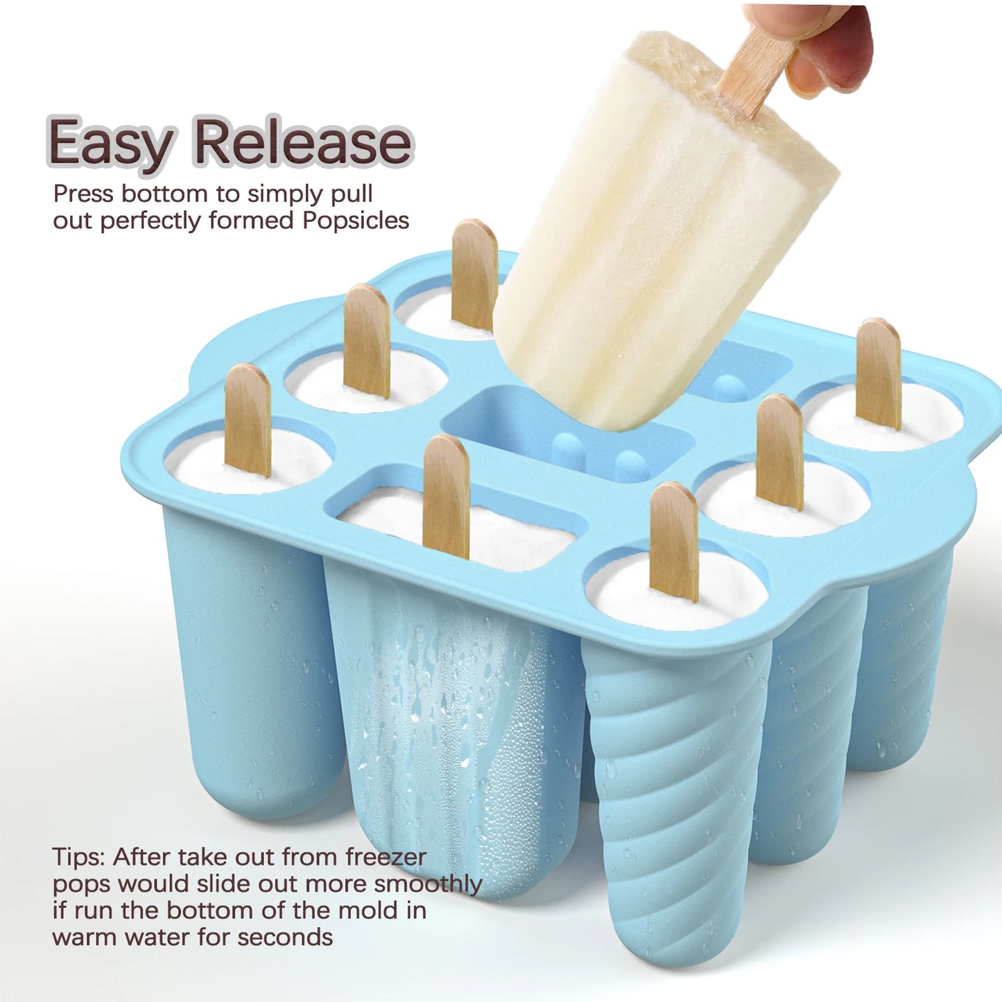 Summer DIY Ice Cream Tools With Wooden Sticks Silicone Popsicle Molds Set Kitchen Accessories Quench Thirst Snacks for Children - AMULET RING STORE