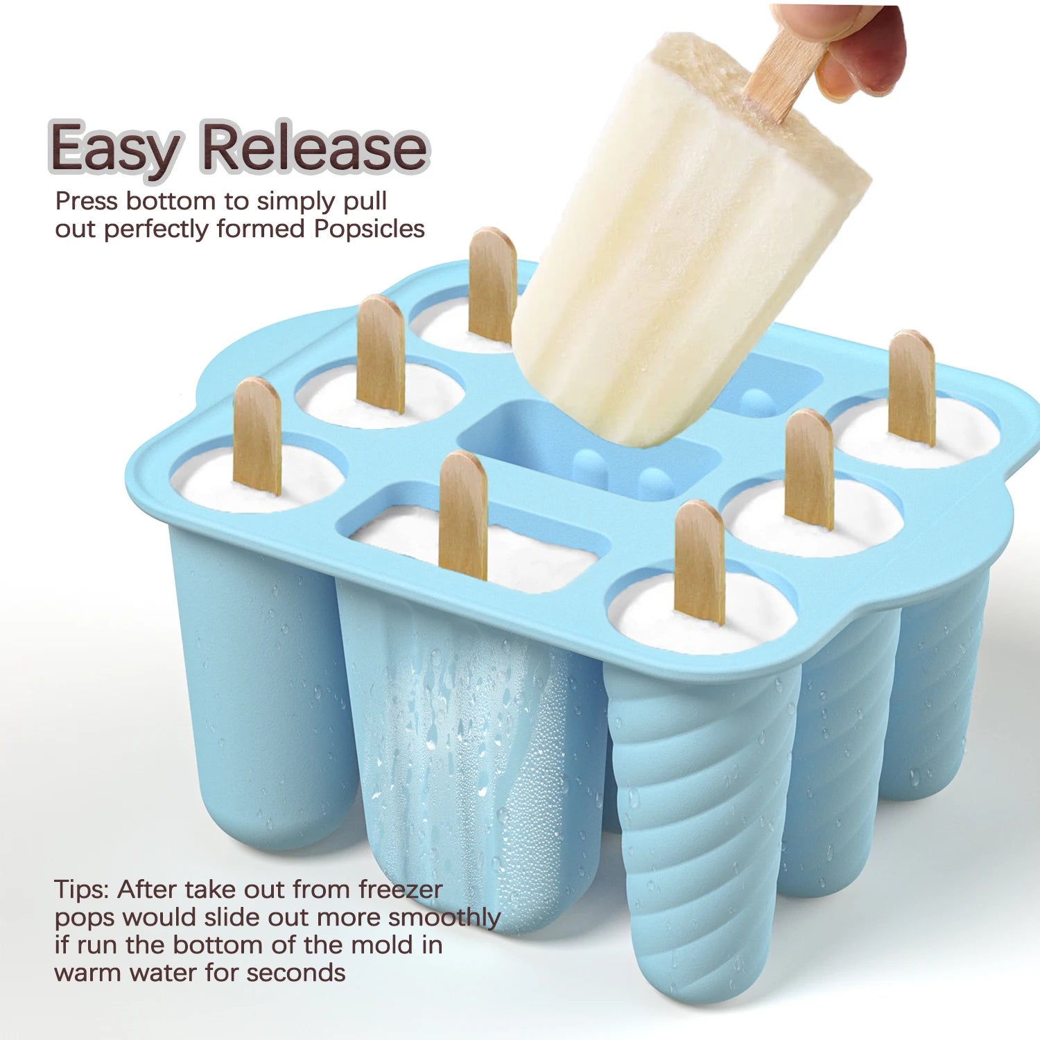 Summer DIY Ice Cream Tools With Wooden Sticks Silicone Popsicle Molds Set Kitchen Accessories Quench Thirst Snacks for Children - AMULET RING STORE