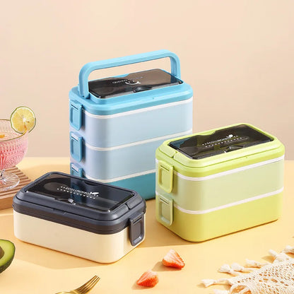 304 stainless steel lunch box for kids adult portable Microwavable insulated bento compartment multilayer food storage container - AMULET RING STORE