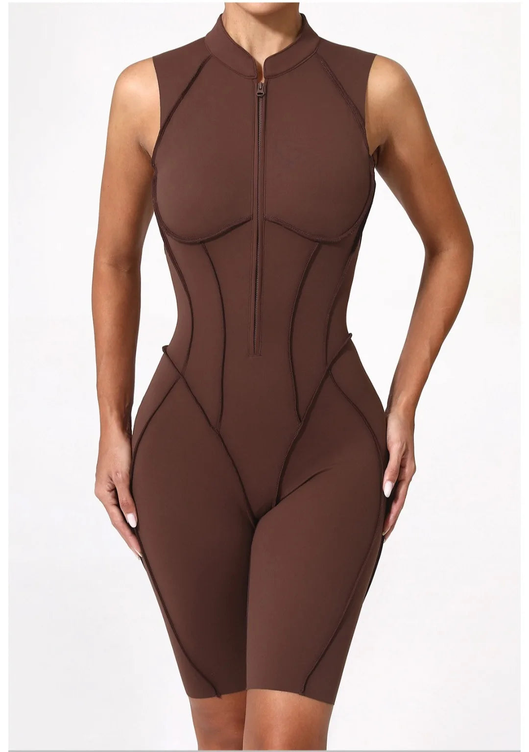 Seamless Yoga Jumpsuit Sports Fitness Backless Tight Zipper Long-sleeved One-Piece Workout Clothes Gym Leggings Sportswear