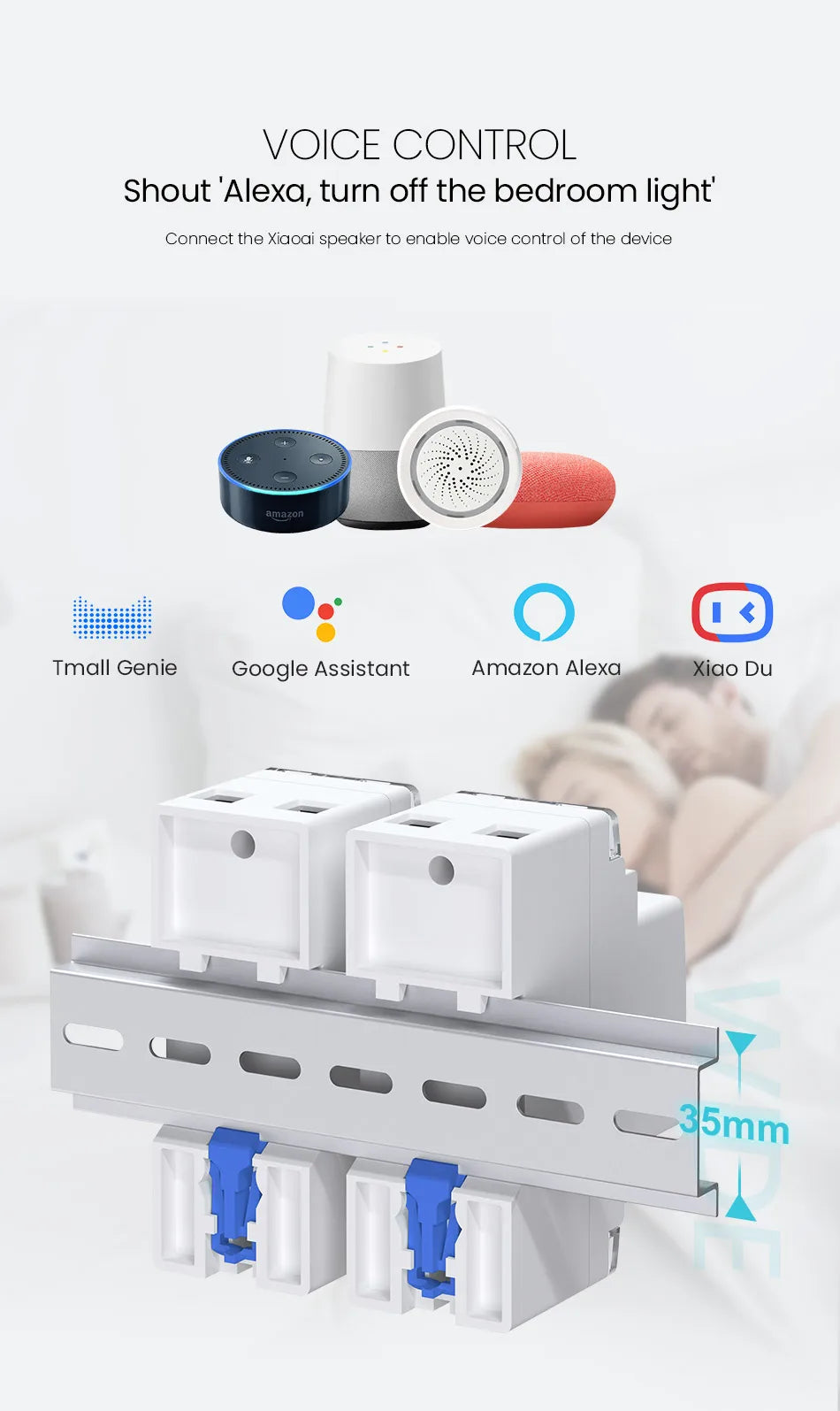 Tuya WIFI Smart circuit breaker 2P 63A charge statistics for smart home wireless control switch by smart life APP CNMIBO