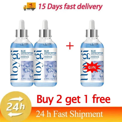 Hoygi Blue Copper Peptide Serum Anti Wrinkles Aging Rejuvenating Facial Lifting Moisturizing Brighten Skin Tone Skin Cosmetics - AMULET RING STORE