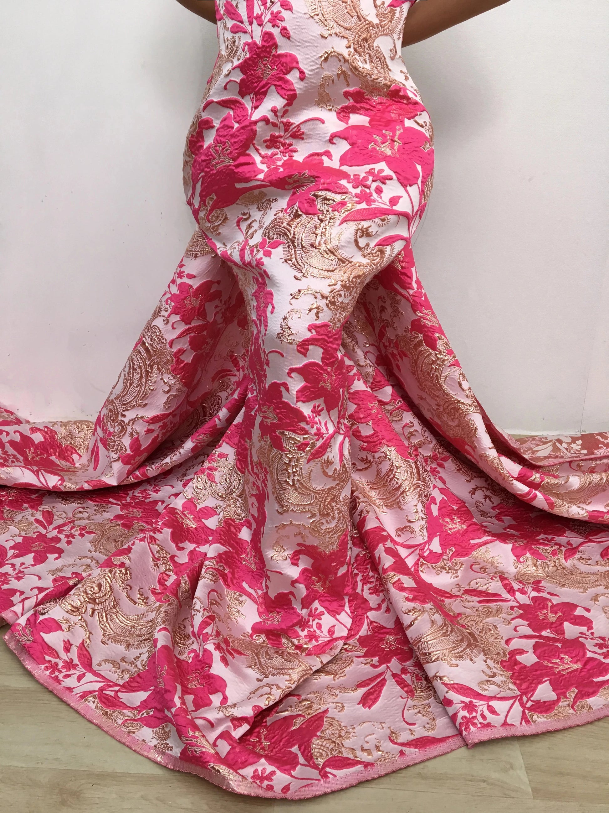 Kalume 2025 African Gilding Jacquard Lace Fabric High Quality Brocade Lace Fabric Ship From U.S. For Sewing Party Dress F4329