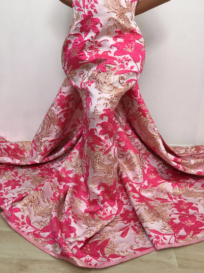 Kalume 2025 African Gilding Jacquard Lace Fabric High Quality Brocade Lace Fabric Ship From U.S. For Sewing Party Dress F4329