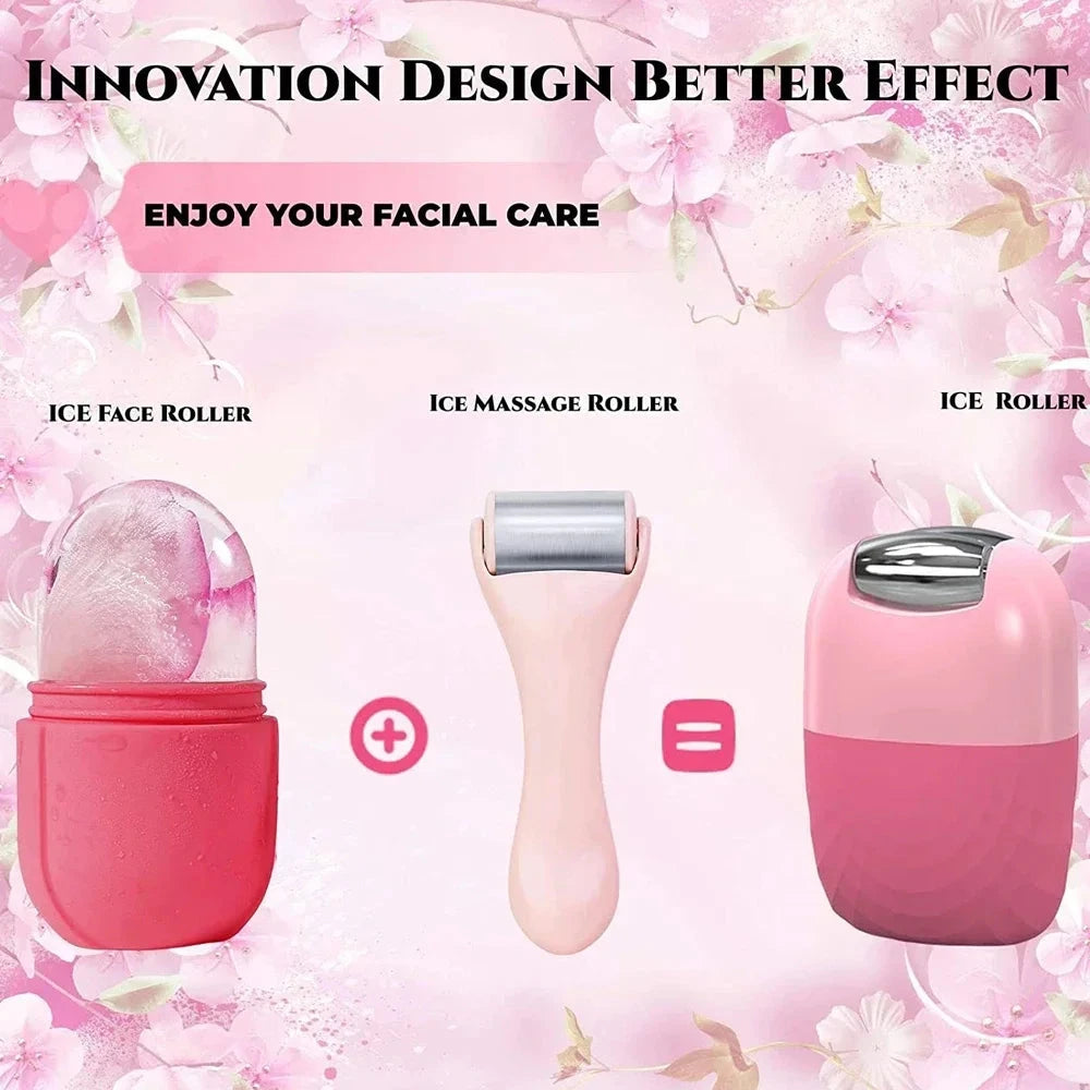 2 in 1 Ice Cube Facial Roller Jade Face Massaer Roller Gua Sha Face Lifting Device Reduce Edema Neck Eye Beauty Care Device