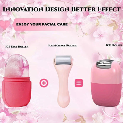 2 in 1 Ice Cube Facial Roller Jade Face Massaer Roller Gua Sha Face Lifting Device Reduce Edema Neck Eye Beauty Care Device