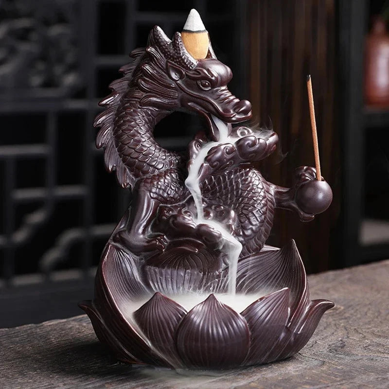 Y The Western Pterosaur Backflow Incense Burner Dragon for Incense Sticks Living Room Smoke Waterfall Incense Base Ceramic Stove - AMULET RING STORE