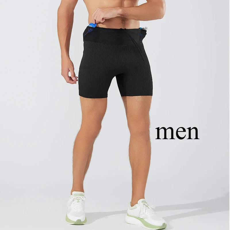 High Elasticity Men's & Women's Yoga Workout Shorts Two-Layer Moisture-Wicking, Ideal for Running and Fitness Enthusiasts!