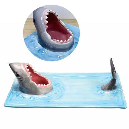 Unique Shark Shape Plate Funny Decorative Ceramic Sushi Plates For Dessert,Cheese Snacks,fruits,vegetable Home Decor Access J6A1 - AMULET RING STORE