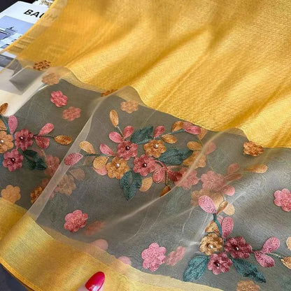 180*70cm Embroidery Floral Chiffon Scarf Elegant Thin Breathable Shawl Women Sunscreen Neck Scarf Travel Beach Shawl Scarf