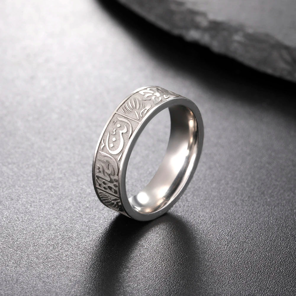 Dawapara Vintage Arabic Calligraphy and Lotus Flower Unisex Ring