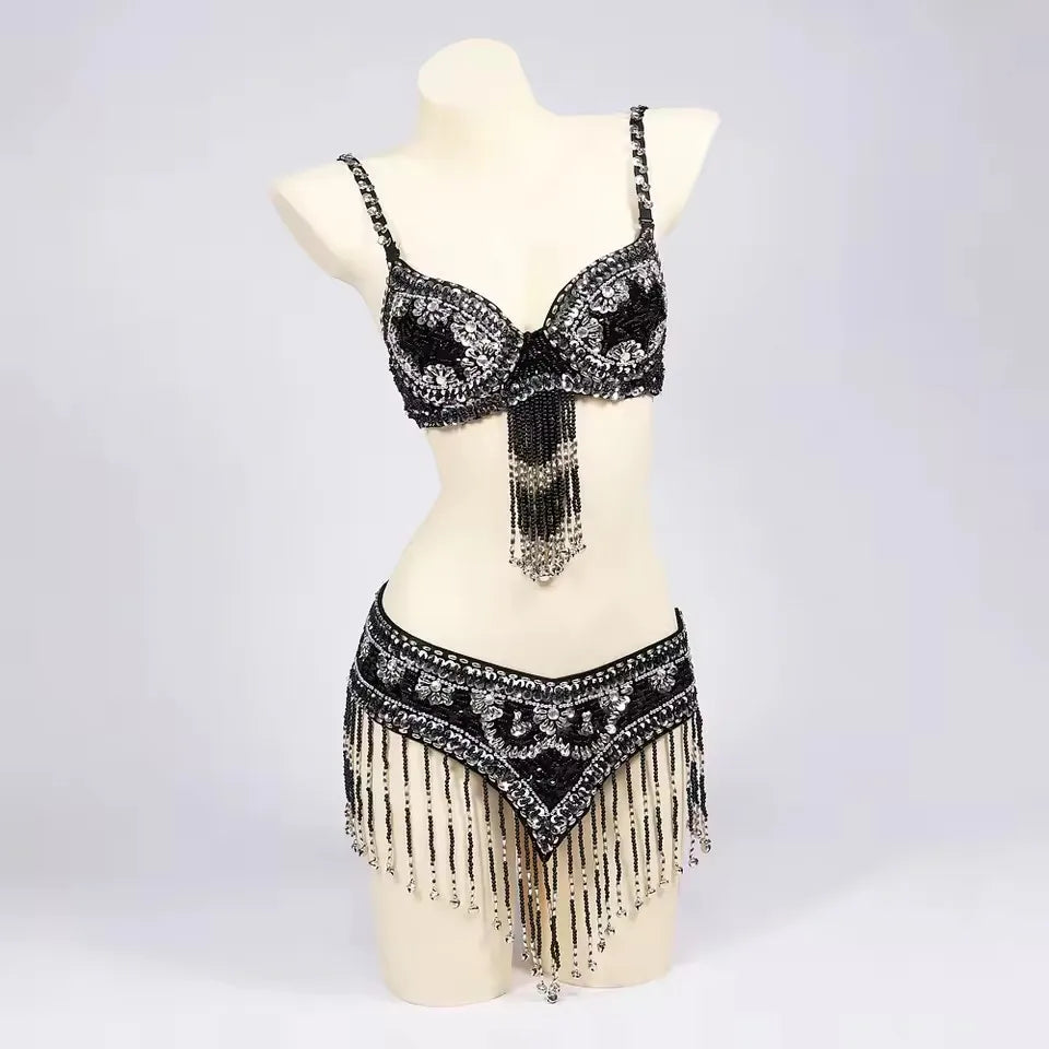 Special Customizable Hand Beaded Oriental Belly Dance Costumes Bra or Belt Separately XL Size 20-30 days