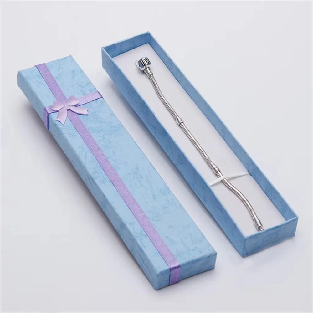 Long Jewelry Necklace Bracelet Box Storage Container Jewellery Box Packaging Bowknot Gift Display Paper Organizer Case Wholesale - AMULET RING STORE