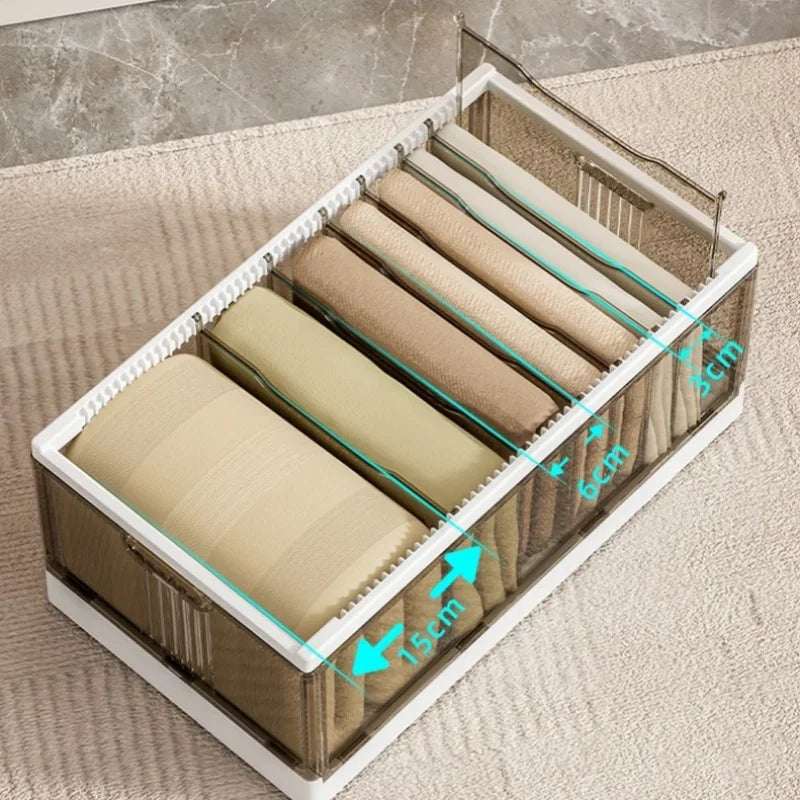 Large-capacity Clothes Organizer Household Closet Layered Pull-out Partition Organizer Box Foldable Dust Pants Organizer Box - AMULET RING STORE